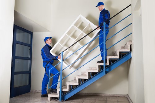 Team members planning a removal job with equipment