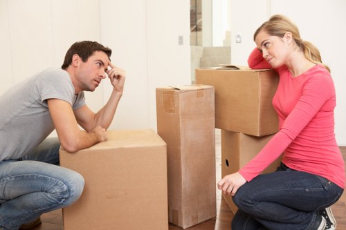 Carefully packed boxes ready for a move in Hillingdon
